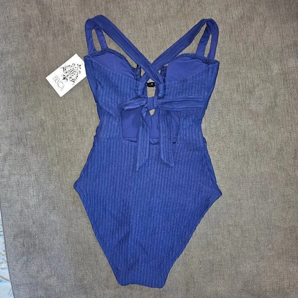Becca by Rebecca Virtue Women's Line in Sand Bandeau One Piece Swimsuit Size L